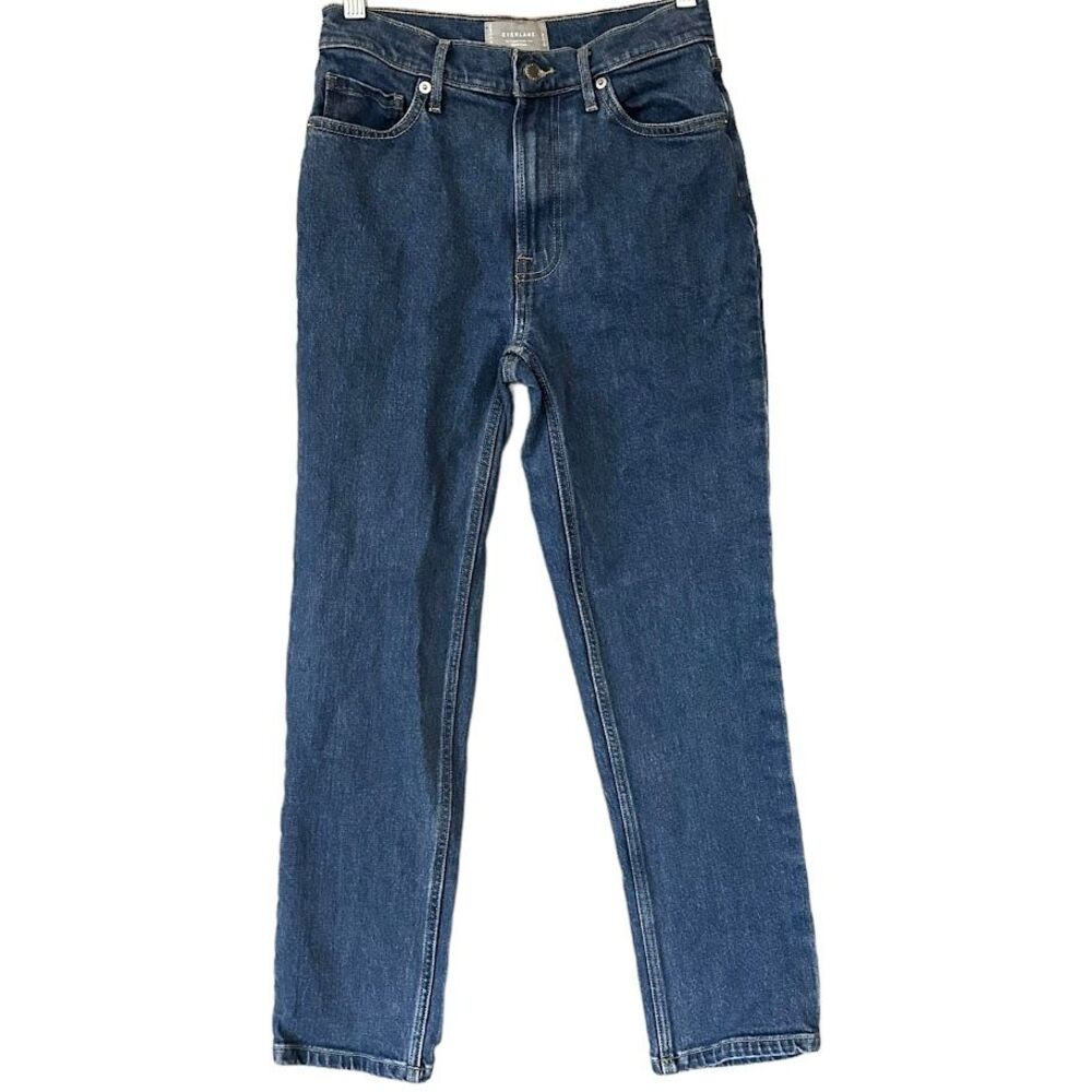 Everlane The Original Cheeky Mid Wash Straight Leg High Rise Jeans Women 24 Crop